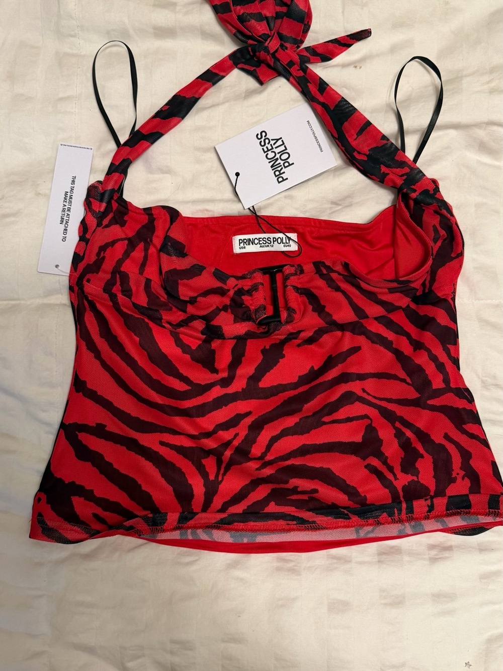Oh Polly Red Zebra Halter Bustier Top - Picture 4 of 7